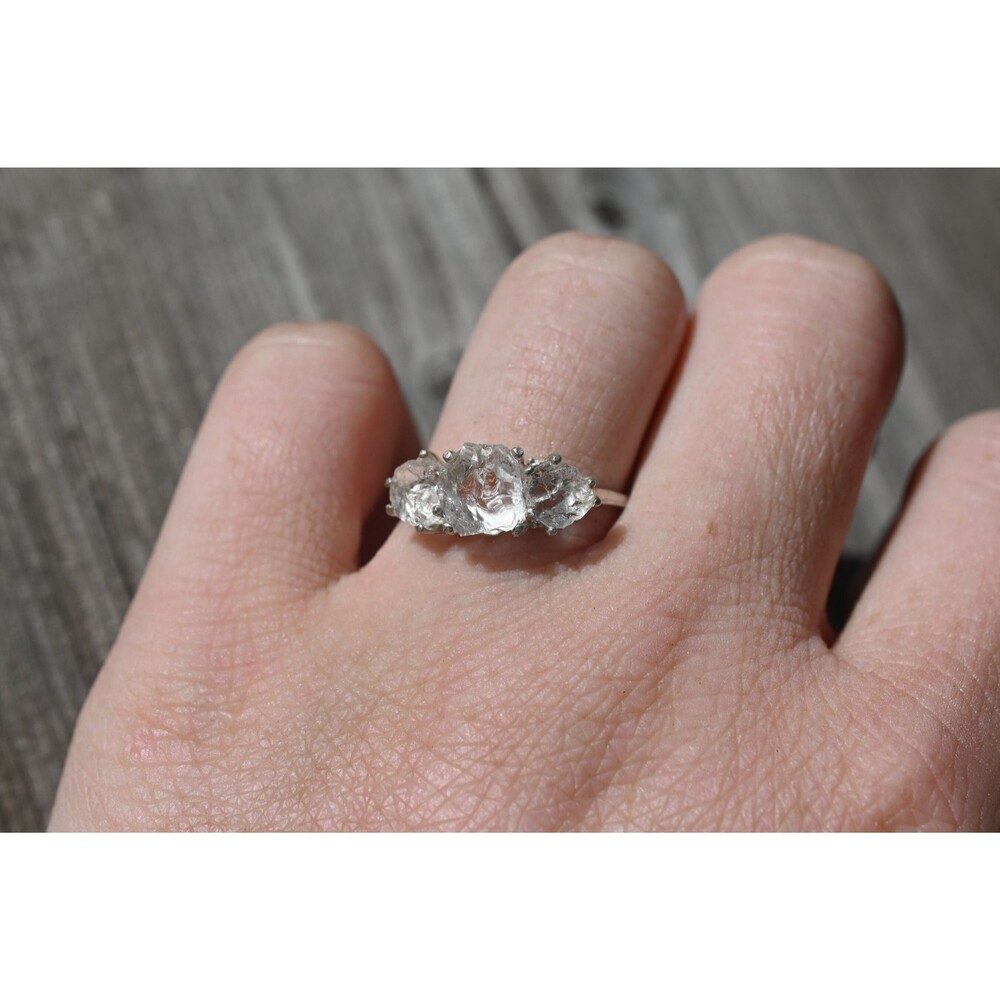 Raw Diamond Engagement Ring Rough Diamond Wedding Band Unique Gemstone Sterling